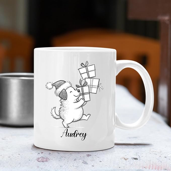 Customized Name Dog Accent Ceramic Mug Gift For Dog Lover Mom Dad, Personalized Dogs Animal White Coffee Mug 11 Oz 15 Oz, Awesome Puppy Travel Cup Gift For Birthday/Holiday/Anniversary, Dogs Cup