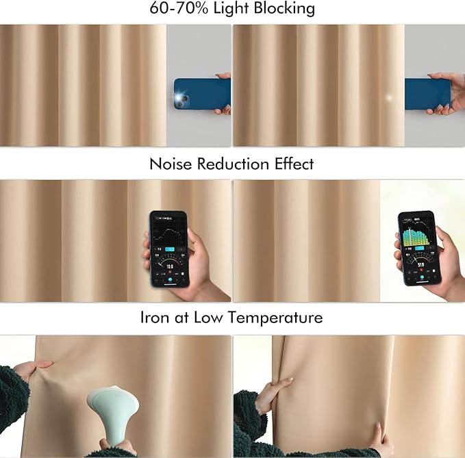 MIULEE Back Tab Beige Curtains 108 Inch Long 2 Panels Set for Living Room Bedroom Privacy, Cream Rod Pocket/Pinch Pleated Light Blocking Extra Long Thermal Insulated Room Darkening Blackout Drapes