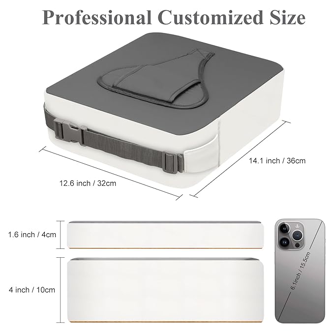 Toddler Booster Seat for Dining Table, Non-Slip Kitchen Chair Booster Cushion with Backrest and Adjustable Straps, Portable PU Waterproof Travel Baby Booster Increasing Cushion