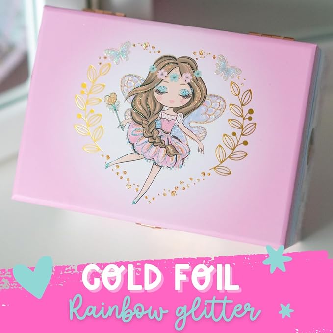 Musical Fairy Jewelry Box for Girls - Kids Music Box with Spinning Fairy and Mirror, Princess Gifts for Little Girls, Jewelry Boxes, Childrens Birthday Gift - Ages 3-10, Pink