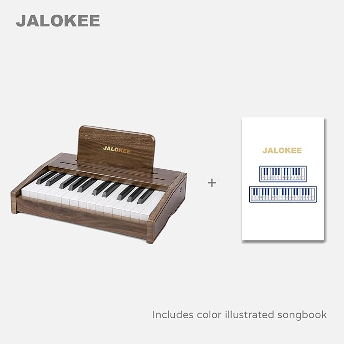 Kids Piano Keyboard, Digital Piano for Kids, Music Educational Instrument Toy, Wood Toy for 3+ Girls and Boys (Walnut, 25 Keys)