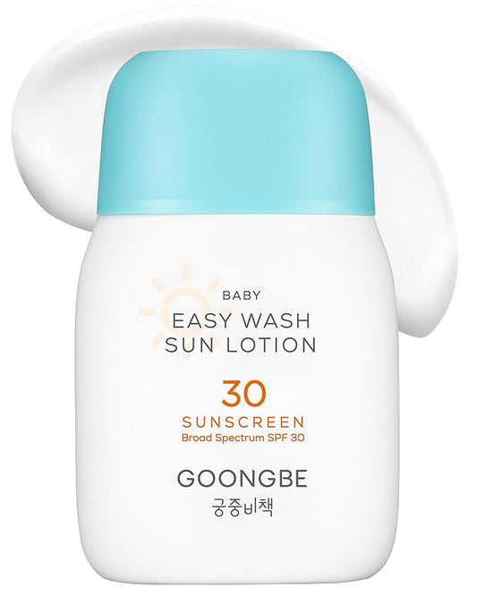 Baby Easy Wash Sun Lotion SPF 30 - Korean Moisturizing Zinc Oxide Mineral Sunscreen for Babies and Kids - Washes Off Easily - Vegan, Reef-Safe, Allergen-Free, 2.11 fl.oz.