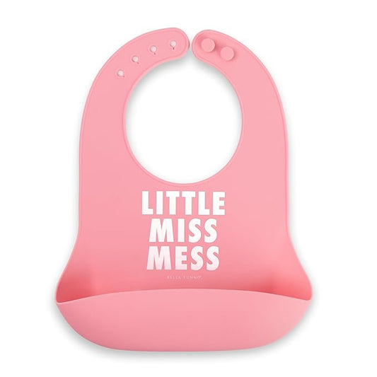 Bella Tunno Baby Bib for Eating, Waterproof Silicone Bib with Large Food Catcher, Adjustable Fit for Babies 4-12 months & Toddlers 1-3 Years, Boys & Girls, Little Miss Mess