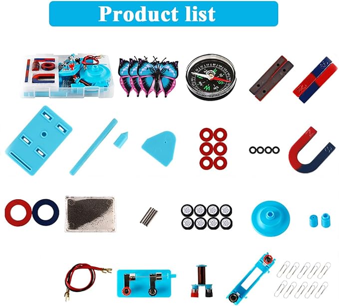 Science Magnets Experiment Set for Kids Electricity and Magnetism Kit for Students Stem Kit Physics Lab Basic Circuit Tools for Learning Starter