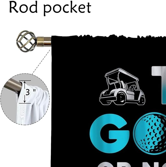 Golf Blackout Curtains for Boy Girl Room Darkening Decor,Sports Themed Golfers and Cars Bedroom Living Room Home Rod Pocket Thermal Insulated Window Curtain/Drapes Panel,84x63 Inch…