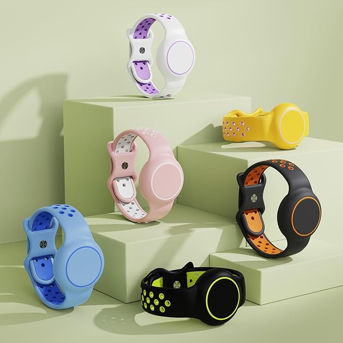 Waterproof Bracelet Compatible with AirTag for Kids (2 Pack), Protective Case GPS Tracker Holder for Child with Full Coverage Hidden Design, Soft Silicone Anti-Lost Wristband Cover for Toddler WBGO