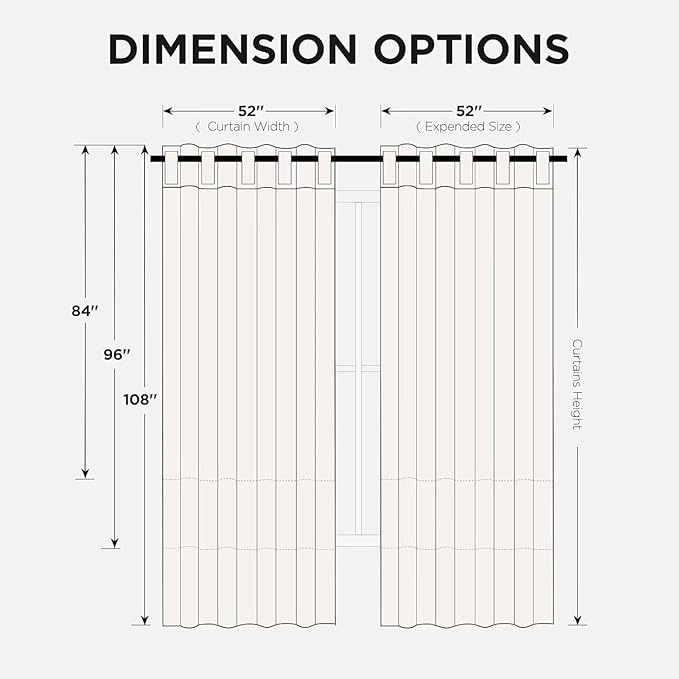 Joydeco 108 Inch 60% Blackout White Curtains 2 Panels, Elegant Semi Sheer Curtains for Bedroom,Thermal Insulated Black Out Drapes for Living Room,Rod Pocket Back Tab Drapes(W52 x L108 Inch,Pure White)