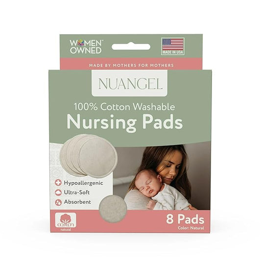Natural Cotton Washable Nursing Pad, Essential for Newborn Care, Perfect Breast Pads for Leaking Milk, Nipple Pads for Nursing Newborns, Must-Have for Breastfeeding Moms (8 Pads per Package)