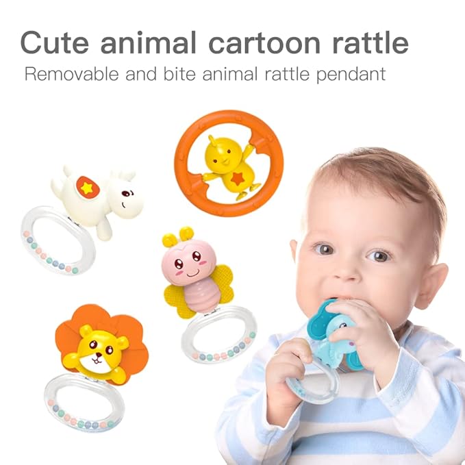 Baby Musical Crib Mobile with Night Lights and Relaxing Music,Hanging Rotating Animals Rattles,Stars Projection,Remote Control,for Boy Girl Newborn Baby Toys（Pink）