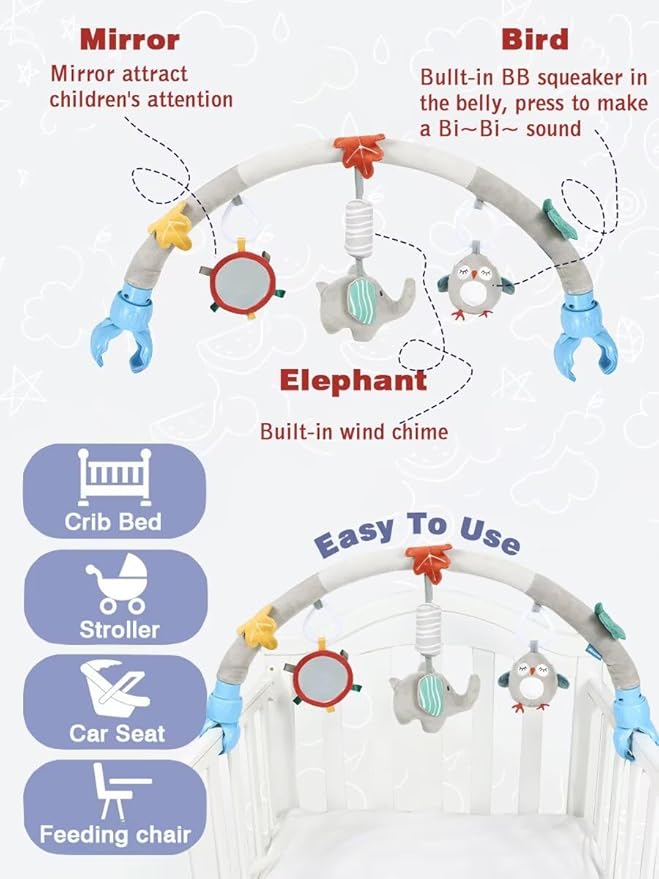 Pau1Hami1ton Baby Stroller Arch Toys, Car Seat Toys,Baby Gifts.S-19(Elephant)