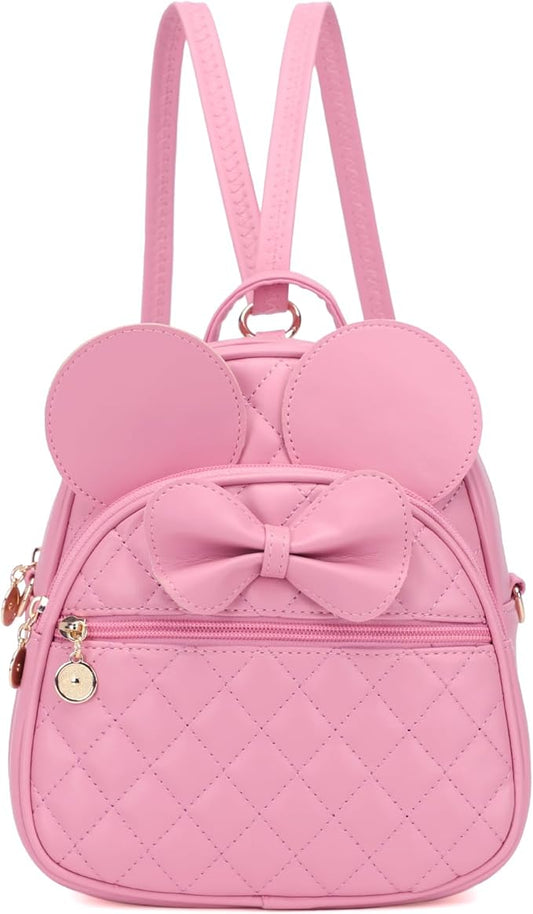 KL928 Girls Bowknot Polka Dot Cute Mini Backpack Small Daypacks Convertible Shoulder Bag Purse for Women