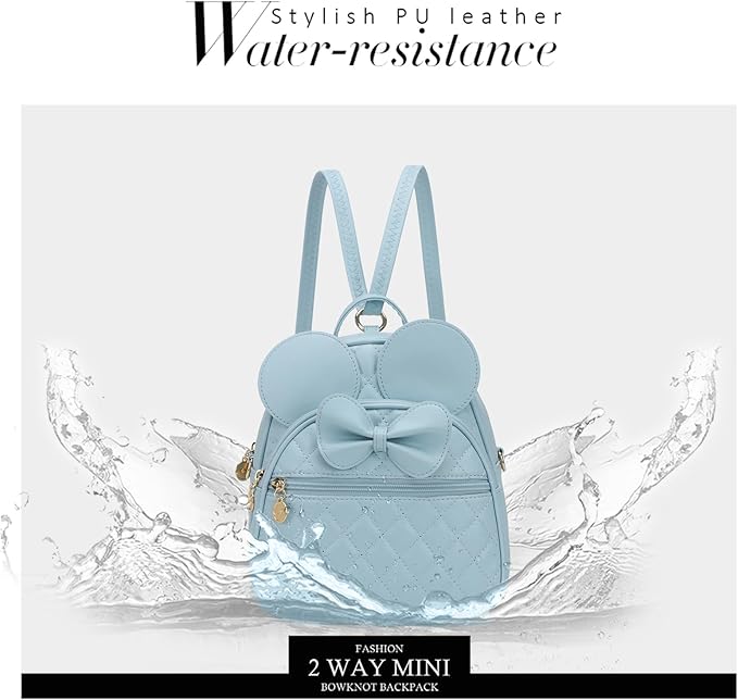 KL928 Girls Bowknot Polka Dot Cute Mini Backpack Small Daypacks Convertible Shoulder Bag Purse for Women