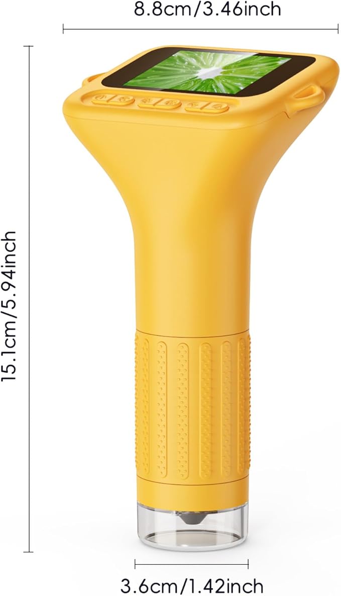 Microscope for Kids, 2'' Digital Handheld Kids Microscope with Adjustable Light, 1000X 1080P Pocket Portable Mini Micro Scope, Stem Toys for Ages 5-7 8-12 Teen Boys and Girls Educational Gifts, Orange