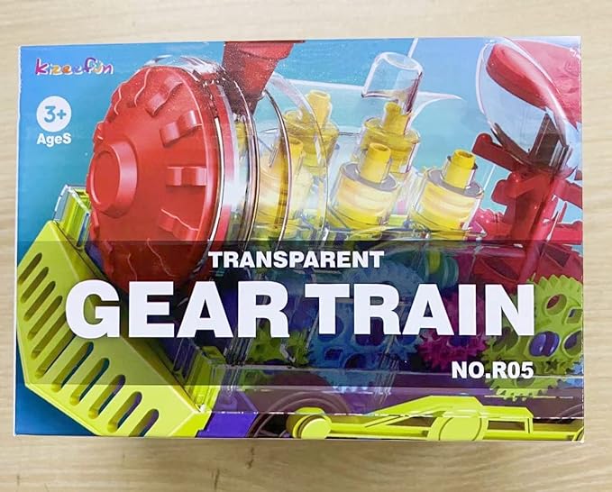 Kizeefun Light Up Train Toy for Toddlers: Transparent Gear Car Toy for Kids with Cool Light and Music Educational Crawling Toys for Baby Boys and Girls