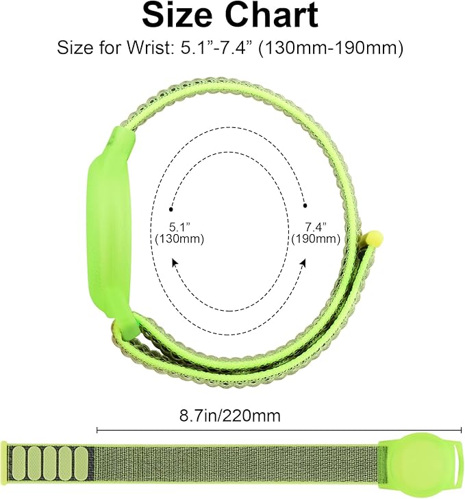 Kids Wristband Protective Case Compatible with Apple AirTag, Adjustable Nylon Bracelet for Air Tag GPS Tracker Holder with Anti Lost Watchband for Toddler Child Kids (Green+Blue)
