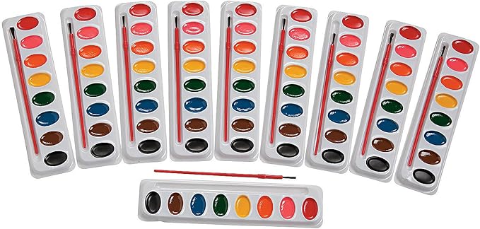 Watercolor Refill Sets Classpack - Bulk set of 50, 8 oval colors each - Classroom Paint and Craft Supplies for Kids