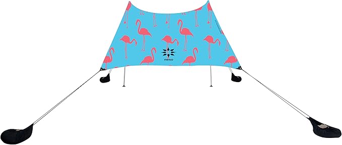 Neso Tents Beach Tent with Sand Anchor, Portable Canopy Sunshade - 7' x 7' - Patented Reinforced Corners(Flamingos)
