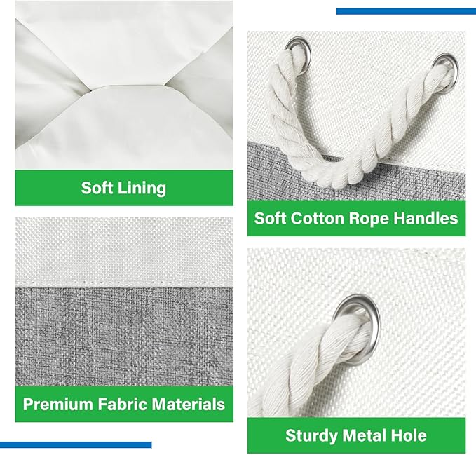 Bidtakay Extra Large Storage Baskets for Organizing 17x12x15.1 inch 3-Pack Fabric Closet Organizers Storage Bins with Handles Foldable Storage Baskets for Shelves Clothes XL-White&Grey