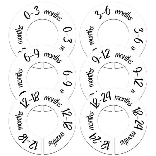 Pro Goleem Baby Closet Dividers Unisex Baby Closet Organizer for Nursery Baby Clothes Size Age Dividers Fits 1.5" Rod 6 PCS