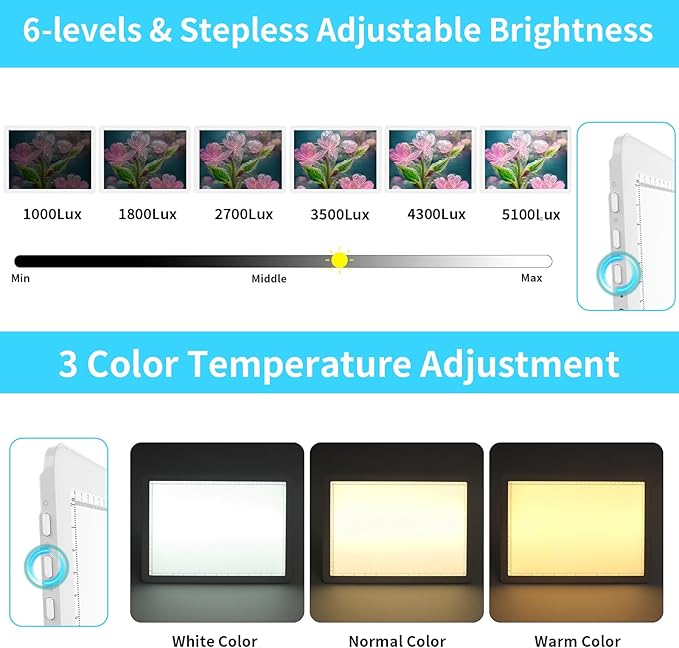 Phylosal Rechargeable A3 Light Pad with Built-in Stand & Bag, Magnetic Tracing Light Box for Drawing, Diamond Art Light Board with Side Button, Super Bright Light Table for Diamond Painting, Sketching