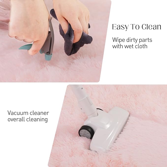 Soft 8x10 Pink Rug, Fluffy Area Rugs for Living Room, Plush Area Rugs for Bedroom, Non-Slip Indoor Carpet for Nursery, Study Room, Kids Room, Room Decor