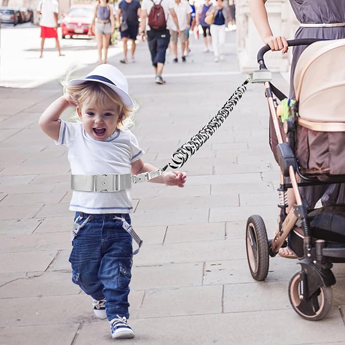 Accmor Toddler Waist Leash Belt, Reflective Baby Anti Lost Wrist Link, Kids Walking Harnesses Children Wristband Tether Leashes with Lock for Boys Girls Ages 1-4 to Outdoor Travel (Black)