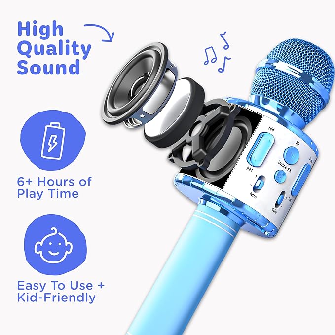 Move2Play, Kids Karaoke Microphone | Includes Pre-Loaded Songs & Bluetooth | Kids Birthday Party Gift | Toy for All Ages 2, 3, 4, 5, 6+ Year Old Girls, Boys & Toddlers