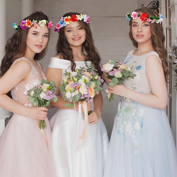 Syhood Mini Plum Blossom Crowns Making Kit, 120 Pcs Parts, Make Your Own Flower Wreath Headbands and Bracelets Craft Kit Hair Accessories Handmade DIY Floral Crown Garland Presents