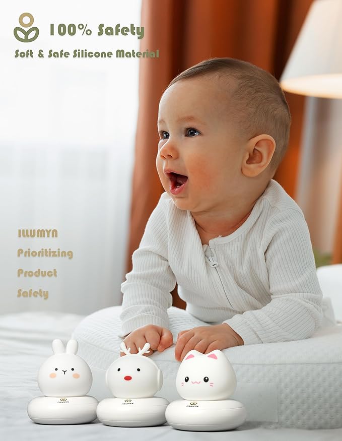 Night Light Kids, Cute Soft Glow Protect Eyes Kitten Night Light Lamp with 30mins Timer Rechargeable Nightlight for Kids Children Women Girls Toddler Bedroom Bedside Livingroom