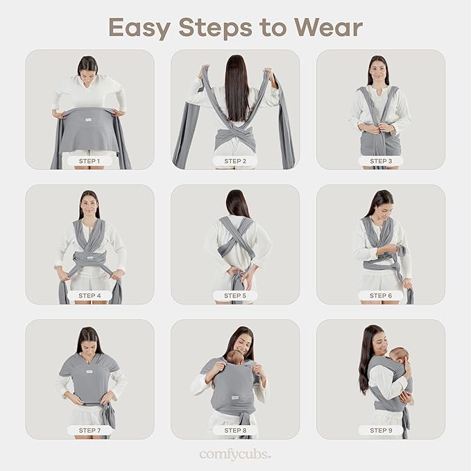 Comfy Cubs Baby Wrap Carrier - Soft & Secure Fit Cotton Blend Baby Carrier Newborn to Toddler - Hands-Free & Lightweight Infant Wrap - Adjustable, One Size Fits All Toddler Sling - Mauve