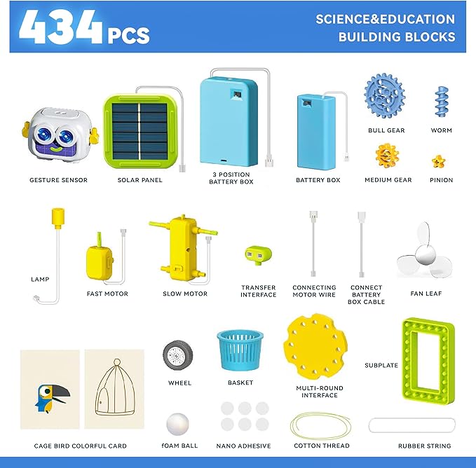 SMILESSKIDDO STEM Toys for Kids 8-13 Years Old, 36-in-1 Robotics Kit with Solar Power & Sensors, 434 Pieces Learning & Education Science Kits, Birthday Gift Idea for Boys and Girls