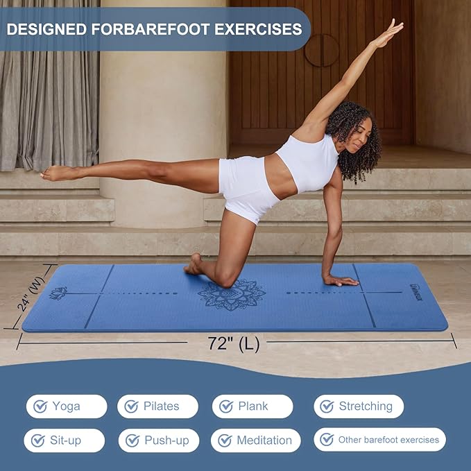 UMINEUX Yoga Mat Extra Thick 1/3'' & 2/5" Non Slip Yoga Mats for Women Eco Friendly TPE Fitness Exercise Mat with Carrying Sling & Storage Bag