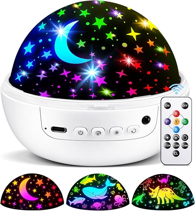COOLNIGHT Star Projector for Kids, 93 Lighting+3 Films Star Lights for Room, Remote+Dimmable+360° Slient Light Projector for Bedroom, Fun Gifts for 1-4-6-14 Year Old Girl, Cool Toy for Boy (White)