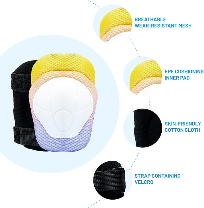 Knee Pads Elbow Pads Wrist Guards Set for Kids,Upgraded Protective Gear for Toddle 4-12 Boys or Girls Children Roller Skating Scooter Skateboarding Bike Roller Blade