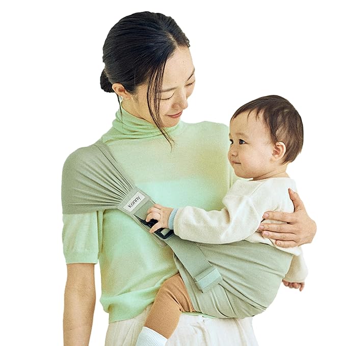 Konny Baby Carrier Hip Seat, Dual Support IHDI Certified with Two Safety Pads, Adjustable Wraps Sling Wearable One Size Fits All, Baby Essentials for 6 to 48 Months up to 44 lbs-Green Tea