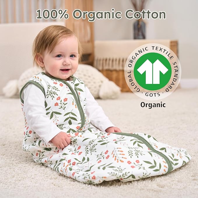 Yoofoss Baby Sleep Sack 0-6 Months, 1.5 Tog Baby Wearable Blanket with 2-Way Zipper, 100% Cotton Organic Fabric Winter Infant Sleeping Sack, Warm Soft Comfy