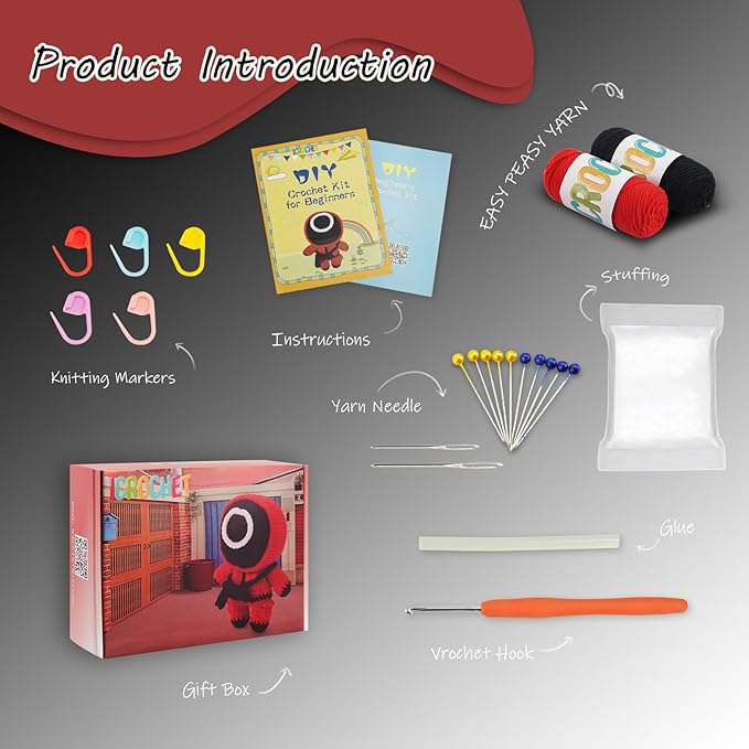 Crochet Kit for Beginners,Crochet Kit Amigurumi Crocheting Animals Kits with Step-by-Step Video Tutorials, Knitting Starter Pack for Adults and Kids
