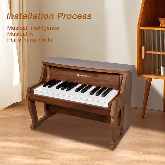 MUSICUBE Piano for Kids 25 Keys Classic Digital Wood Piano Educational Musical Toys for Boys Girls Aged 3+
