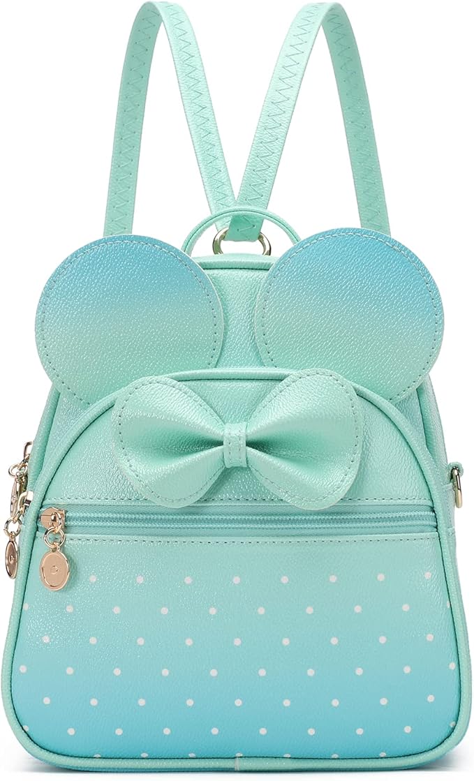 KL928 Girls Bowknot Polka Dot Cute Mini Backpack Small Daypacks Convertible Shoulder Bag Purse for Women