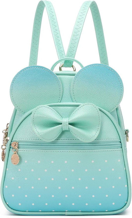 KL928 Girls Bowknot Polka Dot Cute Mini Backpack Small Daypacks Convertible Shoulder Bag Purse for Women