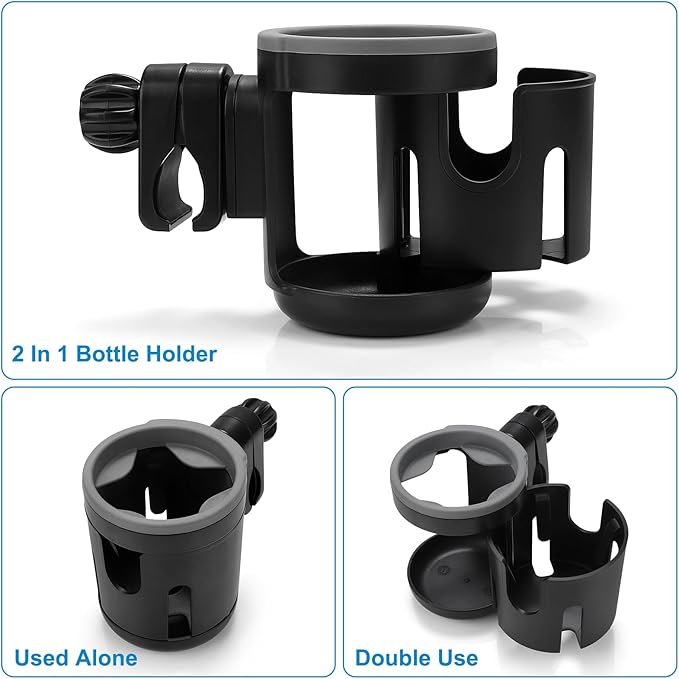 Accmor Universal Cup Holder, Stroller Cup Holder, 360° Rotatable Large Caliber Designed Bottle Holder for Stroller, Bike, Wheelchair, Walker, Scooter