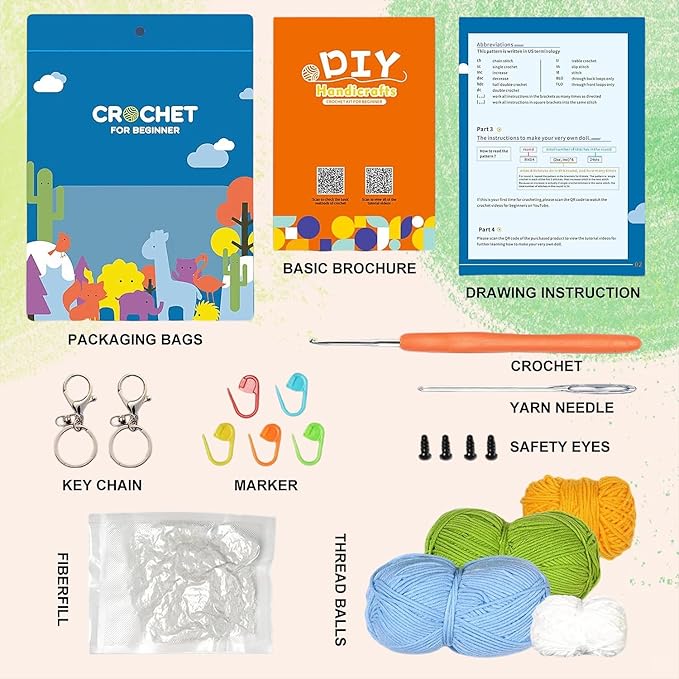 Utook Crochet Kit for Beginners，Crochet Starter Kits,Crochet Kits for Beginners Adults and Children, with Instructional Videos and Paper Tutorials, Handmade Crafts, Holiday Gifts (Bird)