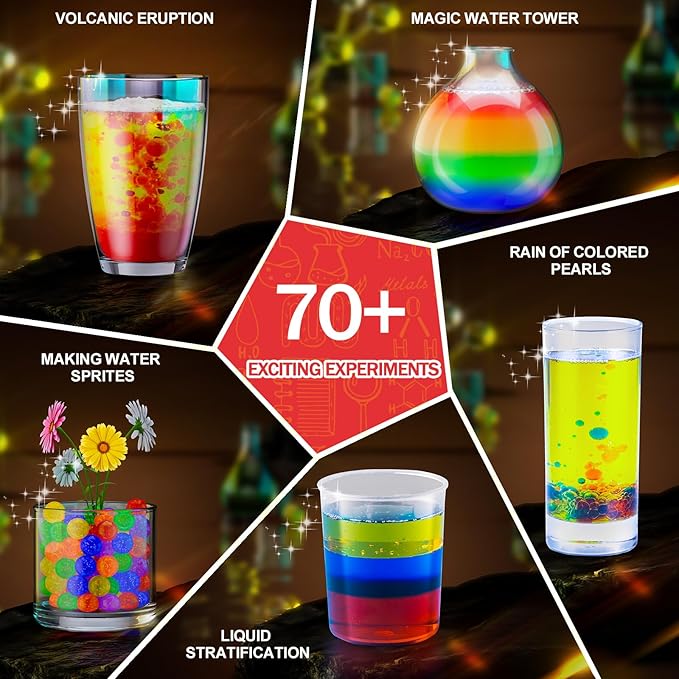 Science Kits for Kids - 70 Experiments Science Kit for Kids Age 6-12 Year Old, STEM Educational Science Toys Gifts for Girls Boys, Chemistry Set, Crystal Growing, Erupting Volcano