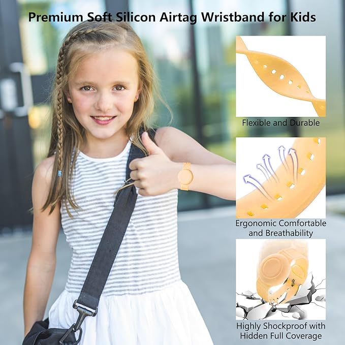 Waterproof Airtag Bracelet,2 Pack Luminous Hidden Airtag Wristband,Anti-Lost Silicone Air tag Holder Case,Air-tag Case Cover Watch Band GPS Tracker-Blue+Yellow