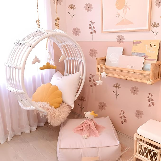 YouRfocus Daisy Wall Decals | 84 PCS Boho Flower Stickers for Girls' Rooms, Playrooms, and Nurseries | Dual Layer Print for High Coverage | Removable Peel and Stick Wall Decor (Pink-B) | 12 Sheets