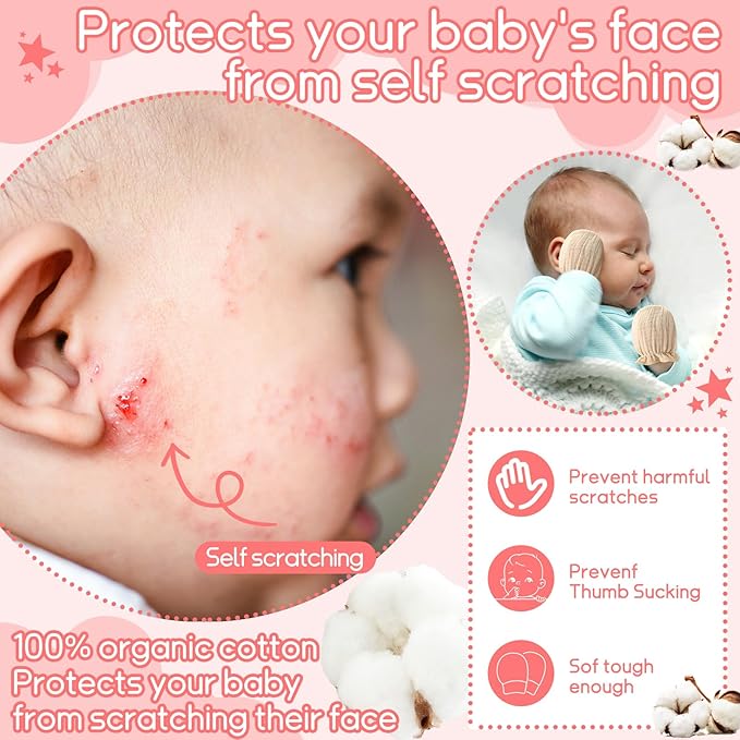 8 Pairs Newborn Baby Muslin Mittens 0-6 Months No Scratch Elastic Wrist Soft Breathable Gloves Bulk Cotton for Infant