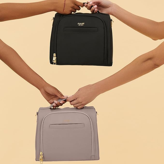 JuJuBe New Insulated Bottle Bag, Breastmilk Storage Bag for Baby Bottles, Travel Insulated Waterproof Lunch Bag or Cooler Bag for Nursing, Milk, Food, Baby Formula, Snacks, Black, Mothers Day Gift