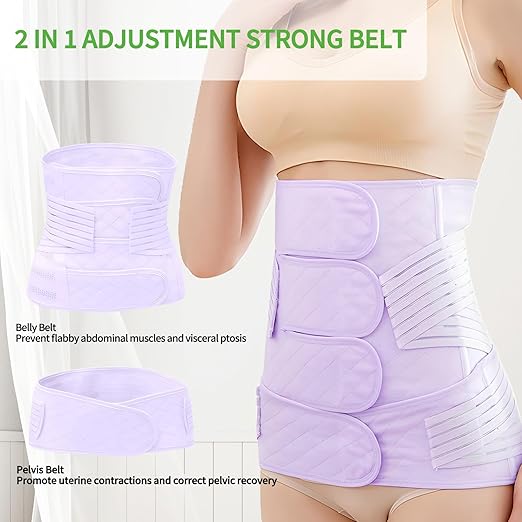 2 in 1 Postpartum Belly Band Wrap Purple, C-Section Support Belt XX-Large, Post Partum Support Recovery Waist/Pelvis Belt, Hysterectomy Belly Band Binder Girdle Stomach