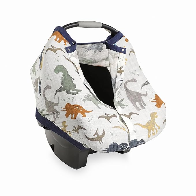 Little Unicorn Breathable Car Seat Canopy | Magnetic Closure Cover & Universal Fit | Protection & Privacy for Baby (Dino Friends)