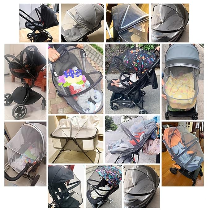 Orzbow Universal Mosquito Net for Stroller, Baby Bug Net with Two-Way Zippers & Storage Bag, Breathable & Foldable Mosquito Nets for Strollers, Car Seat, Bassinet, Cradle, Portable Mini Crib, Black